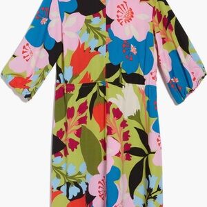 Sandra Darren Long Sleeve Floral Dress - Pink, Blue, Green